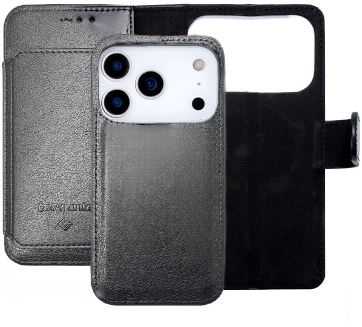 Casemania - 2-in-1 Bookcase hoesje - 6 Pasjes - iPhone 17 Pro - Zwart
