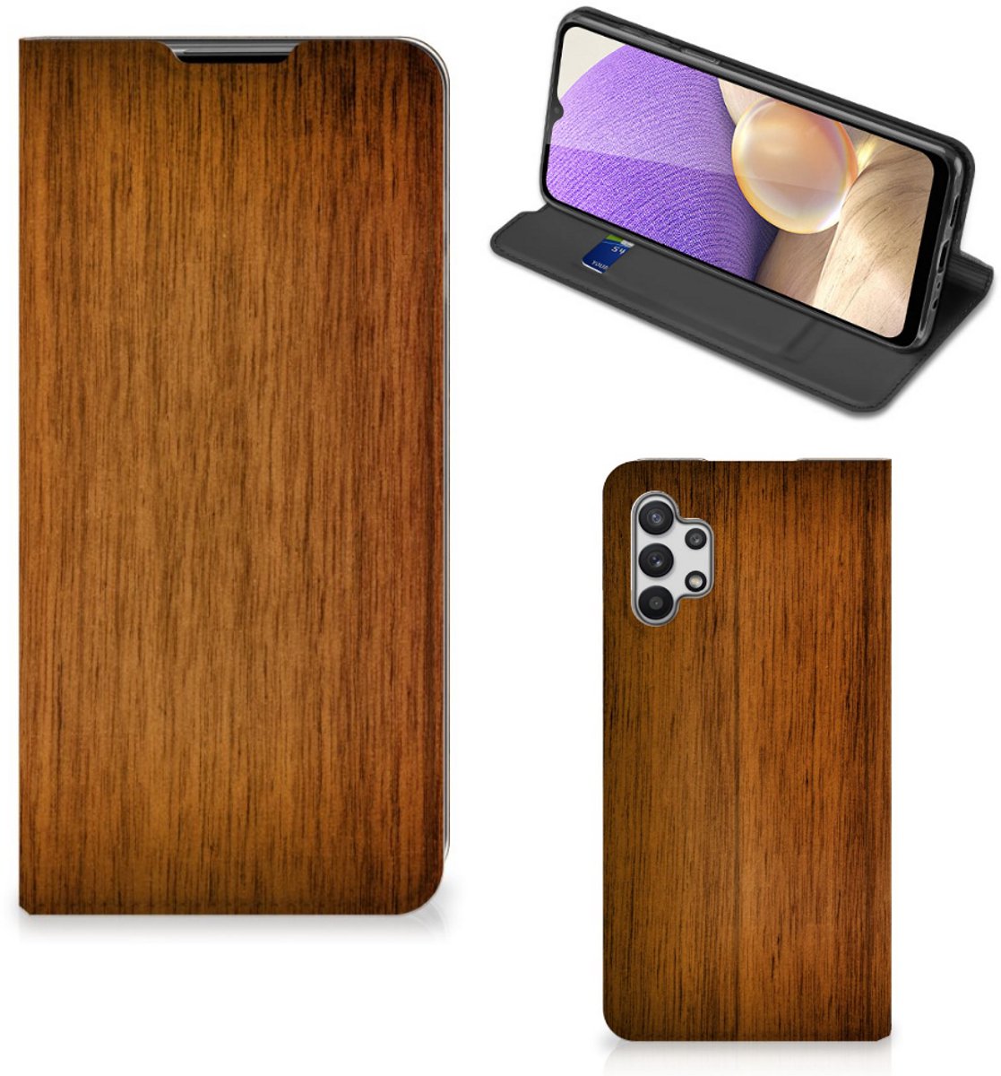 Samsung Galaxy A32 5G Book Wallet Case Donker Hout
