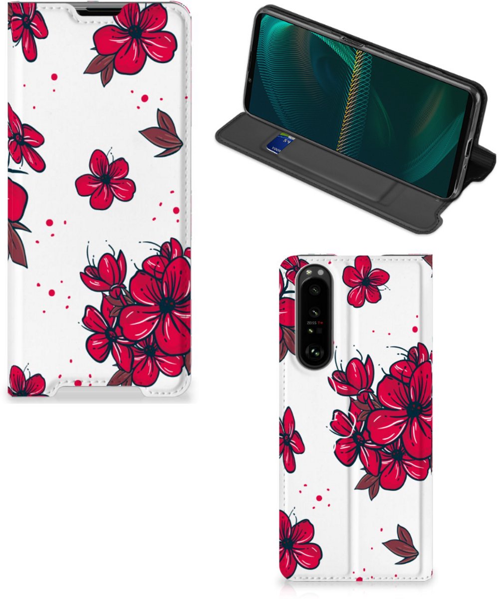 Standcase Hoesje voor Sony Xperia 5 III Smart Cover Blossom Red