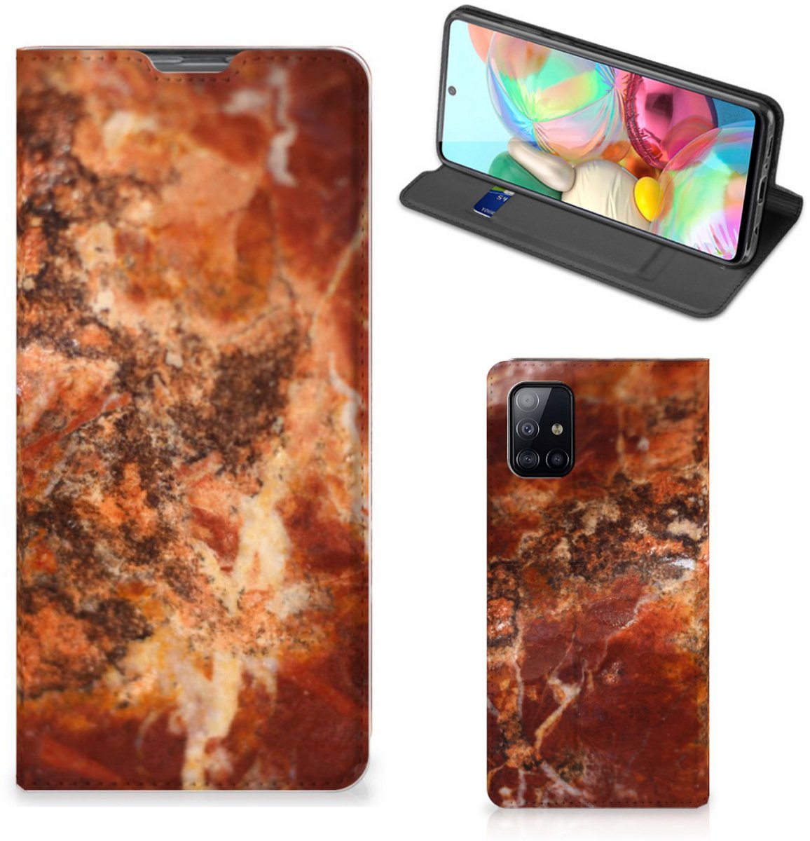 Samsung Galaxy A71 Standcase Marmer Bruin