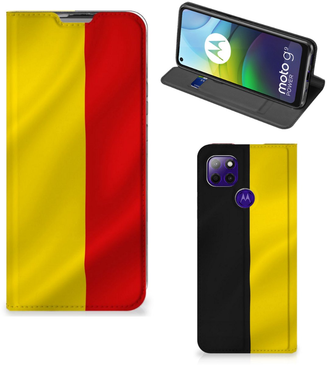 Motorola Moto G9 Power Standcase Belgische Vlag