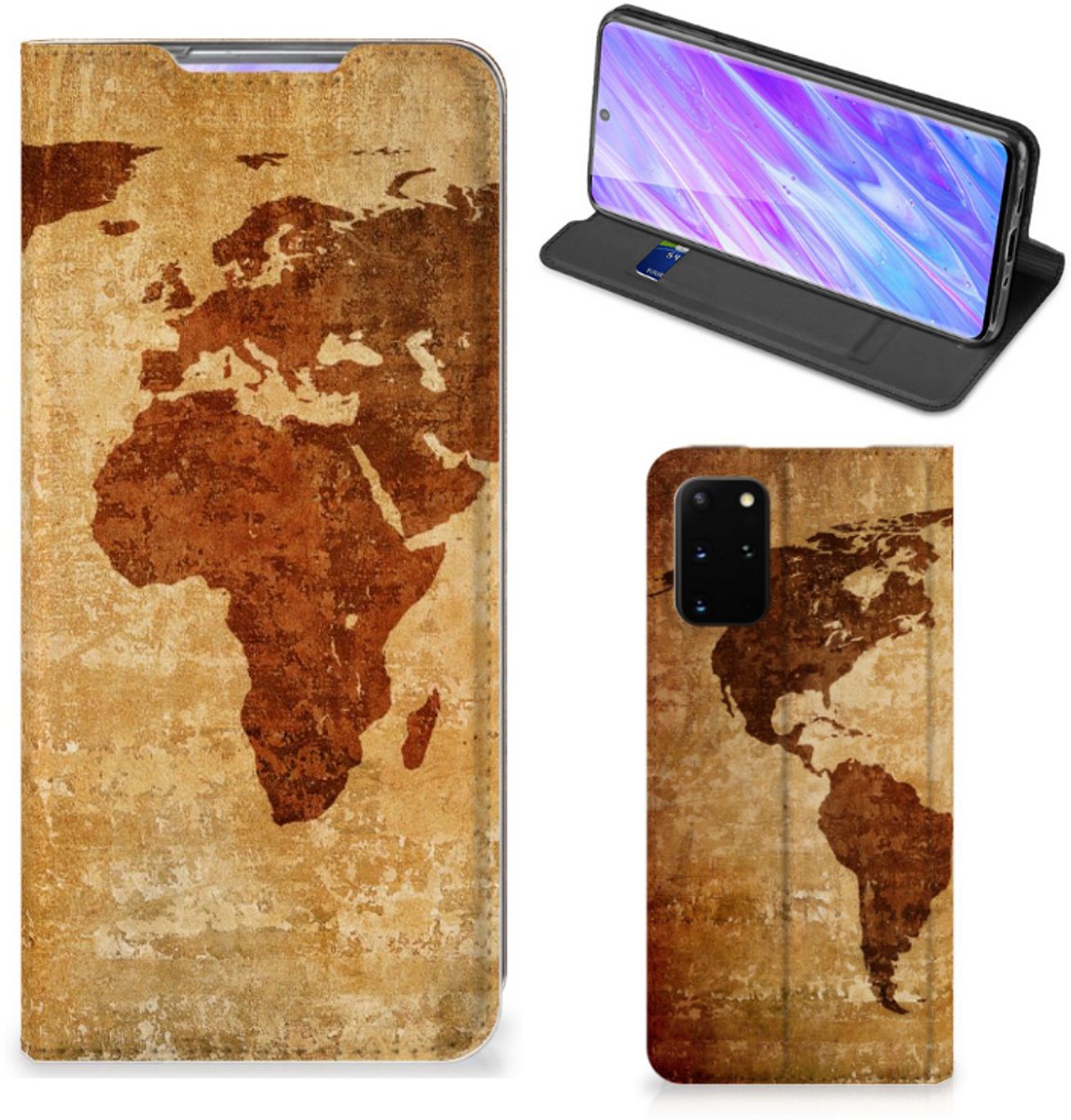 Samsung Galaxy S20 Plus Book Cover Wereldkaart