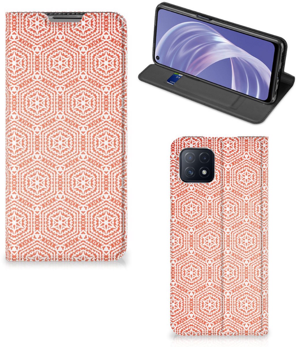 OPPO A73 5G Hoesje met Magneet Pattern Orange