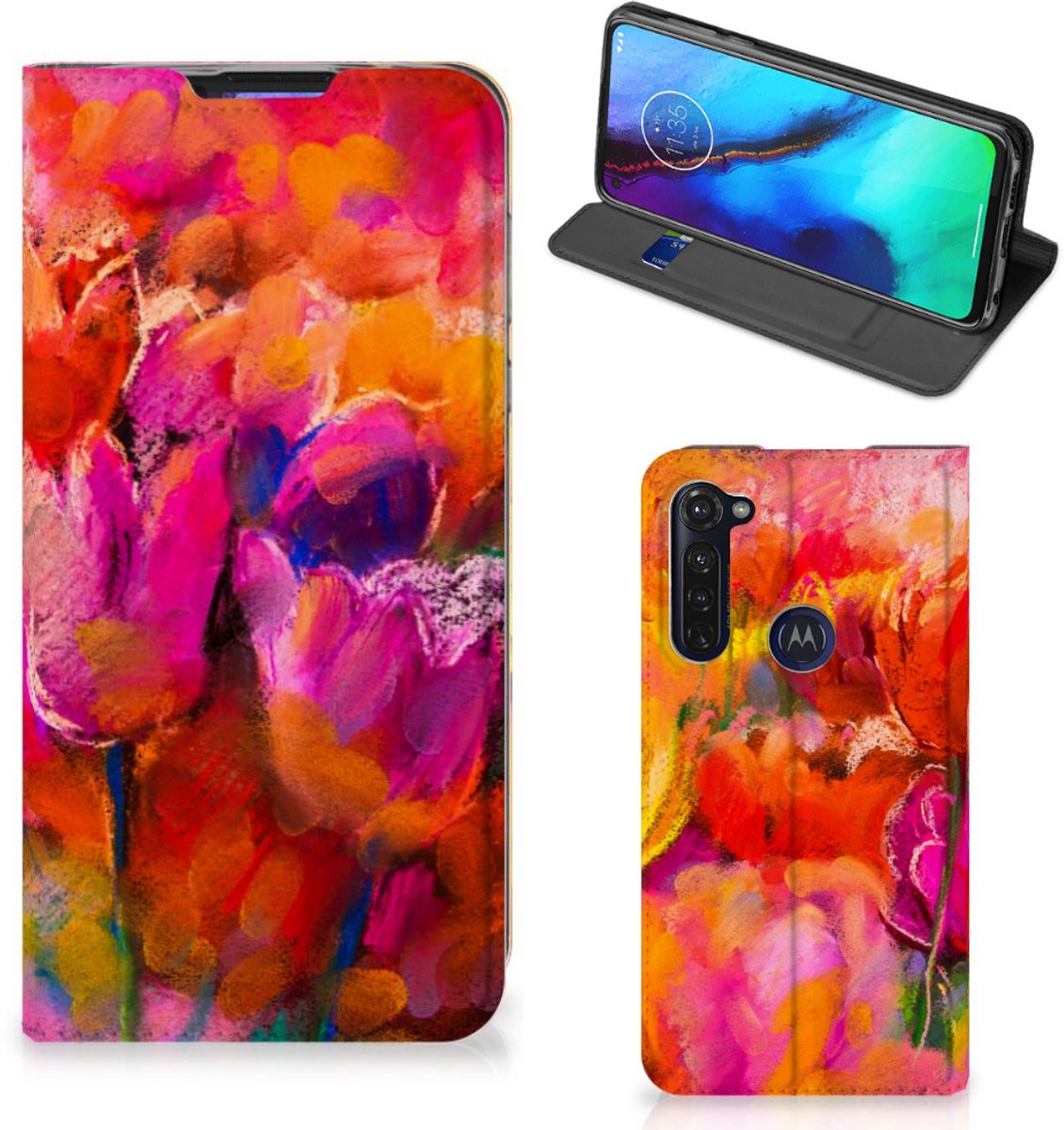Book Case voor Bookcase Motorola Moto G Pro Tulips