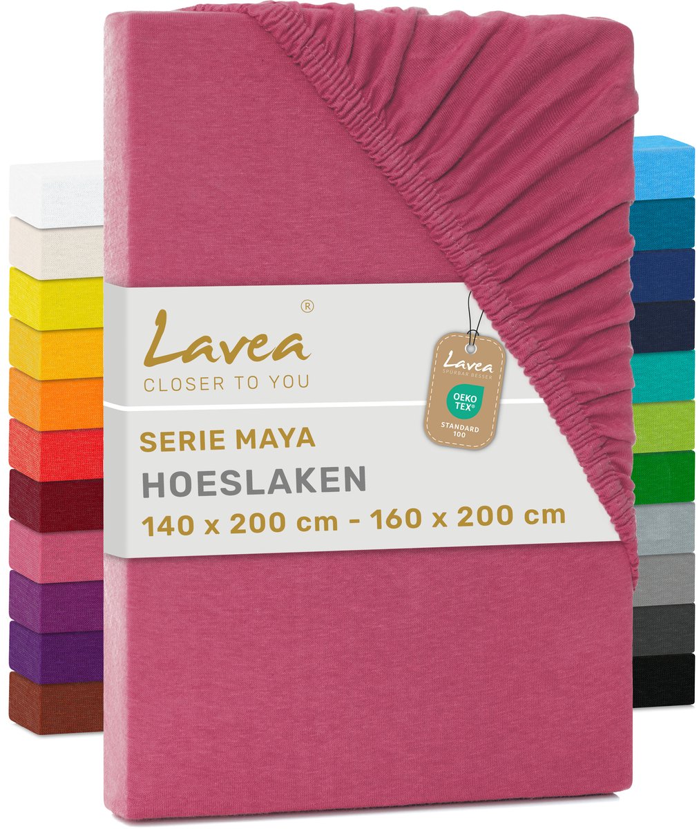 Lavea® Hoeslaken 140x200 cm – 100% Katoen, Zacht en Ademend – Geschikt voor Matrassen tot 20 cm – Jersey met Elastiek Rondom – Koraal
