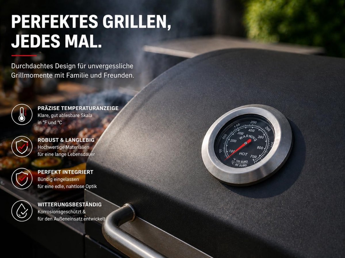 SMH LINE® BBQ houtskool XL- Smoker Barbecue - Incl. BBQ Greedschapset en 12x BBQ Spiezen - Verstelbare Kolenroosters & Inklapbare Zijtafel - Zwart thumbnail 8