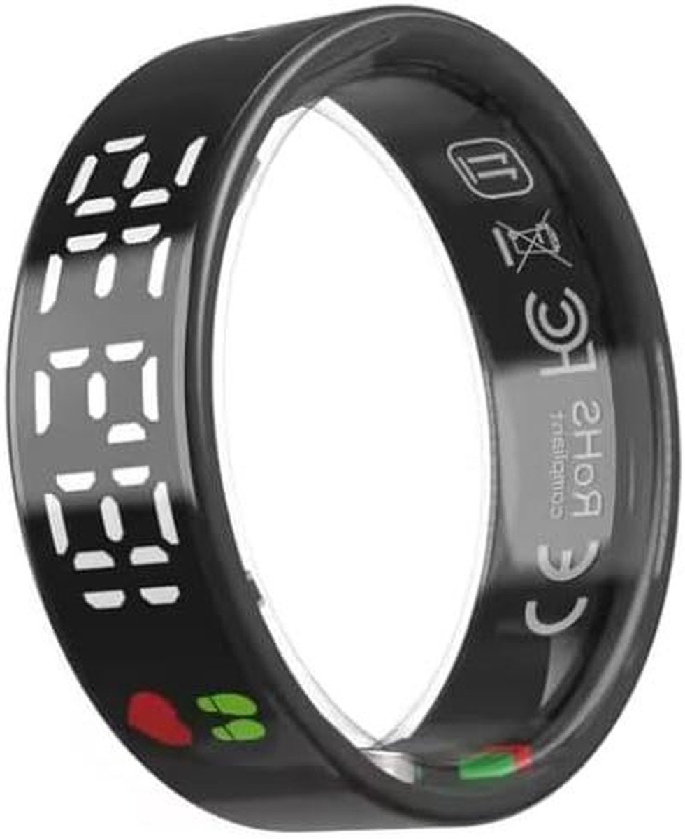 Smart Ring - Fitness Tracker - Gezondheid Monitoren - Touchscreen Bediening - 18.2mm Diameter - Zwart