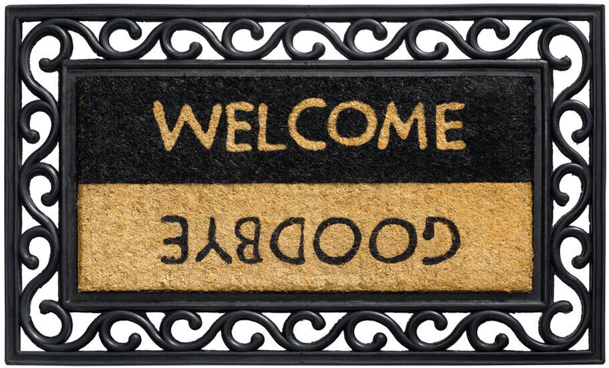 Hamat buitenmat Impala welcome / goodbye 45x75 cm Zwart, naturel