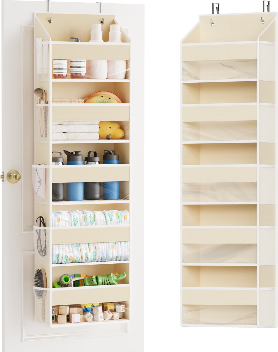 SpaceAid Deur Organizer - 5 Lagen + 10 Mesh Vakken, Beige - Achterdeur Opbergrek voor Hangend