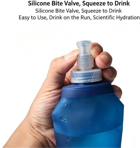 Zachte fles - 100ML - 22,5*7,5*3cm - waterzak - draagbare waterzak - TPU waterzak voor sport, outdoor en fietsen - opvouwbare fles - zachte fles - herbruikbaar - geschikt voor loopvesten, waterzakrugzakken, marathon, wandelen, fietsen — afbeelding 3