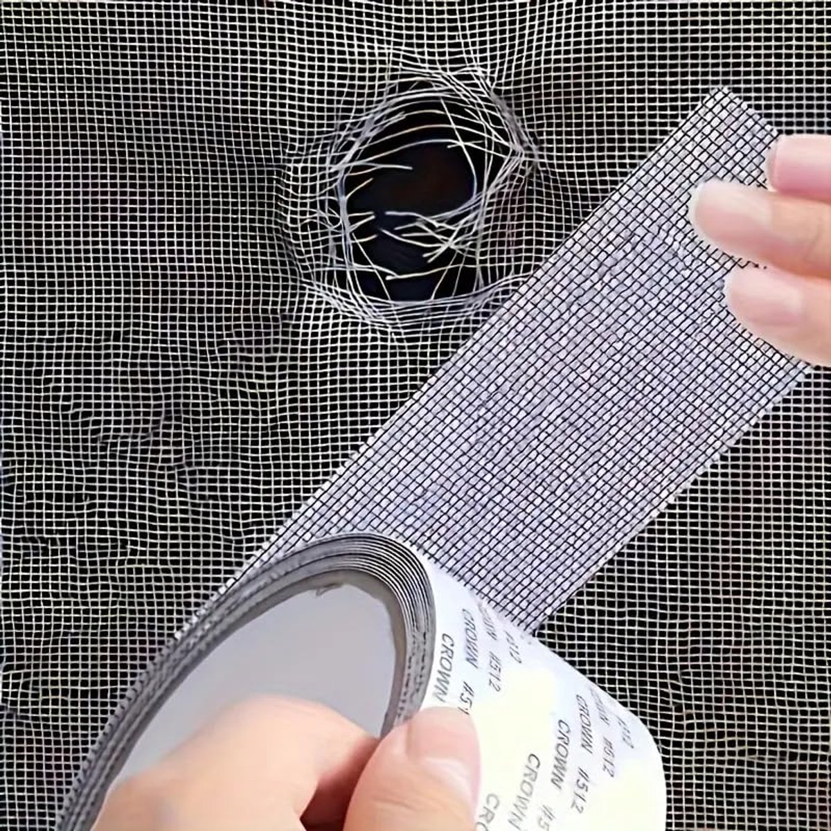 Grijs reparatietape voor vliegenramen (5 cm × 203 cm), sterke lijm glasvezeltape voor het herstellen van scheuren in raam- en deurramen