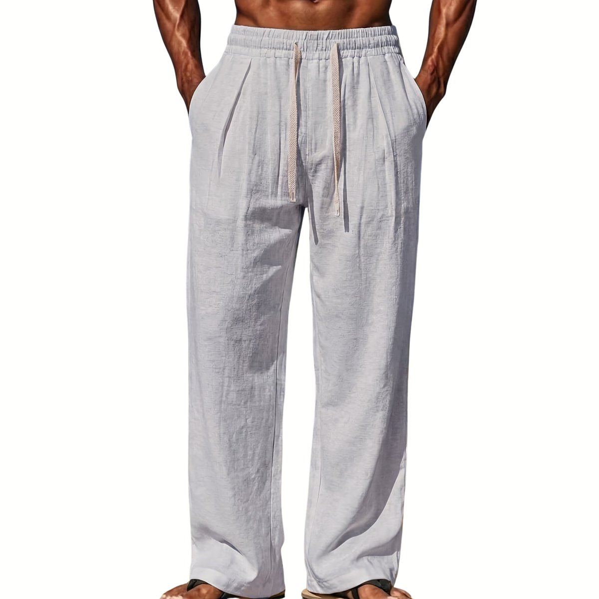 Currero Linnen Broek Heren - Zomerbroek - Volwassenen - Lange Broek - Pantalon - Strandbroek - Zomer - Ibiza Stijl - Lichtblauw L