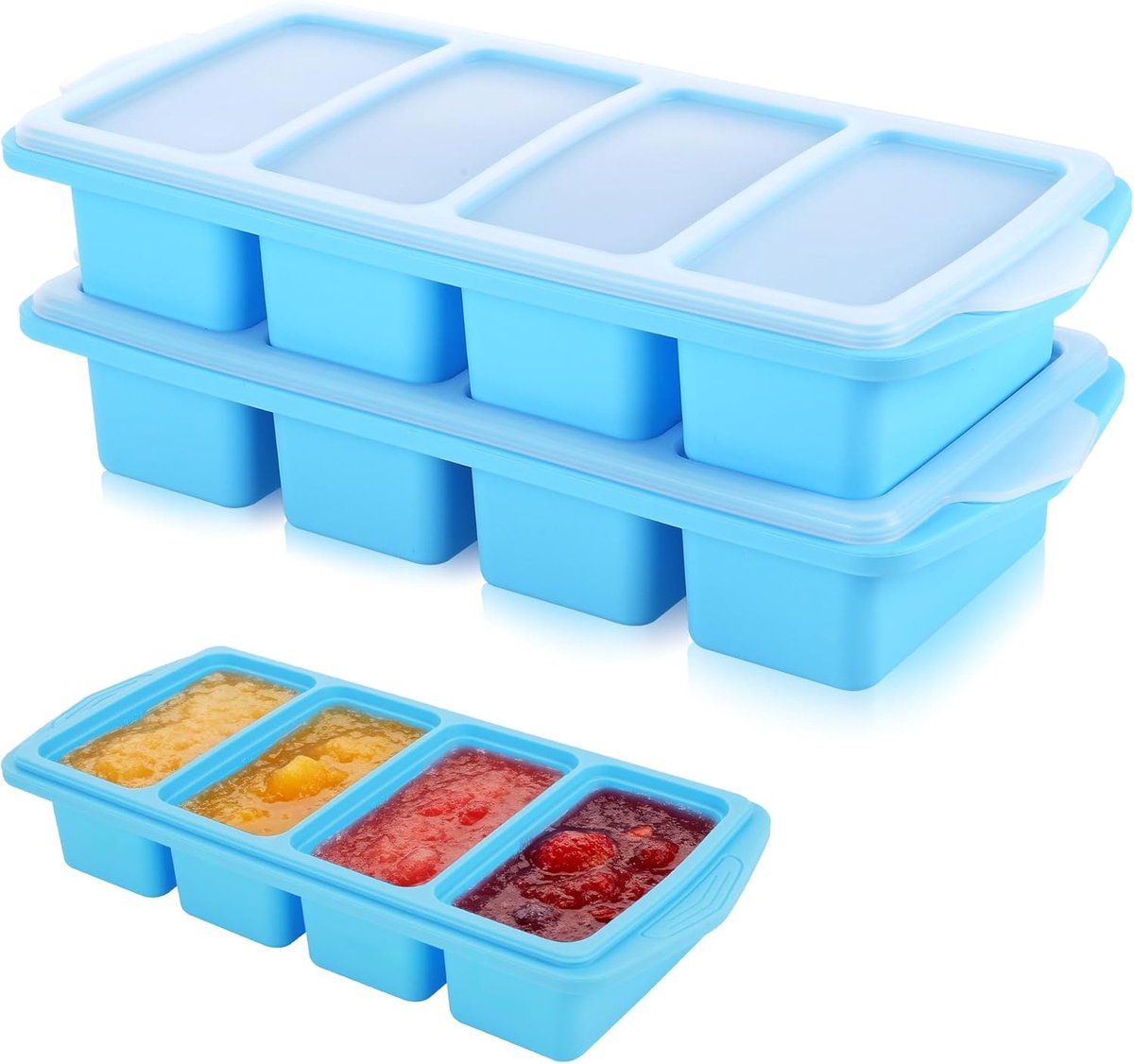 Set van 2 siliconen vriesbakjes met deksel, soepvriezercontainers voor het bewaren van voedselsoep, sauzen en maaltijdbereiding, vaatwasmachinebestendige siliconen diepvriesvorm, 1 kop/250 ml