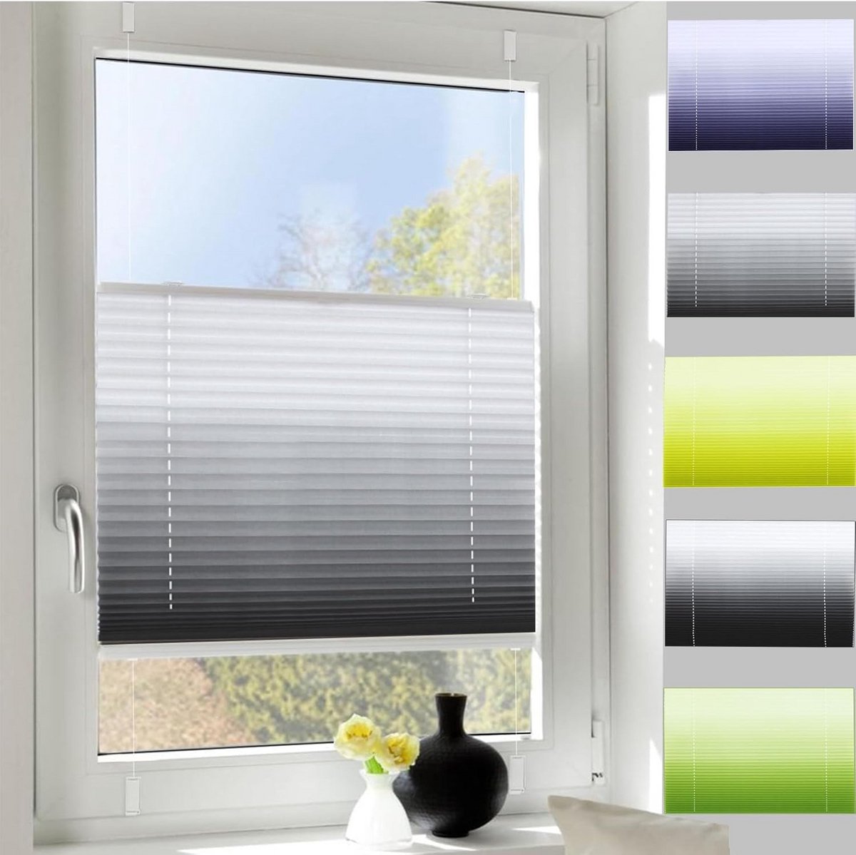 Geplooide jaloezie - Raambekleding - Privacy en zonwering - Montage zonder boren - 30 x 40