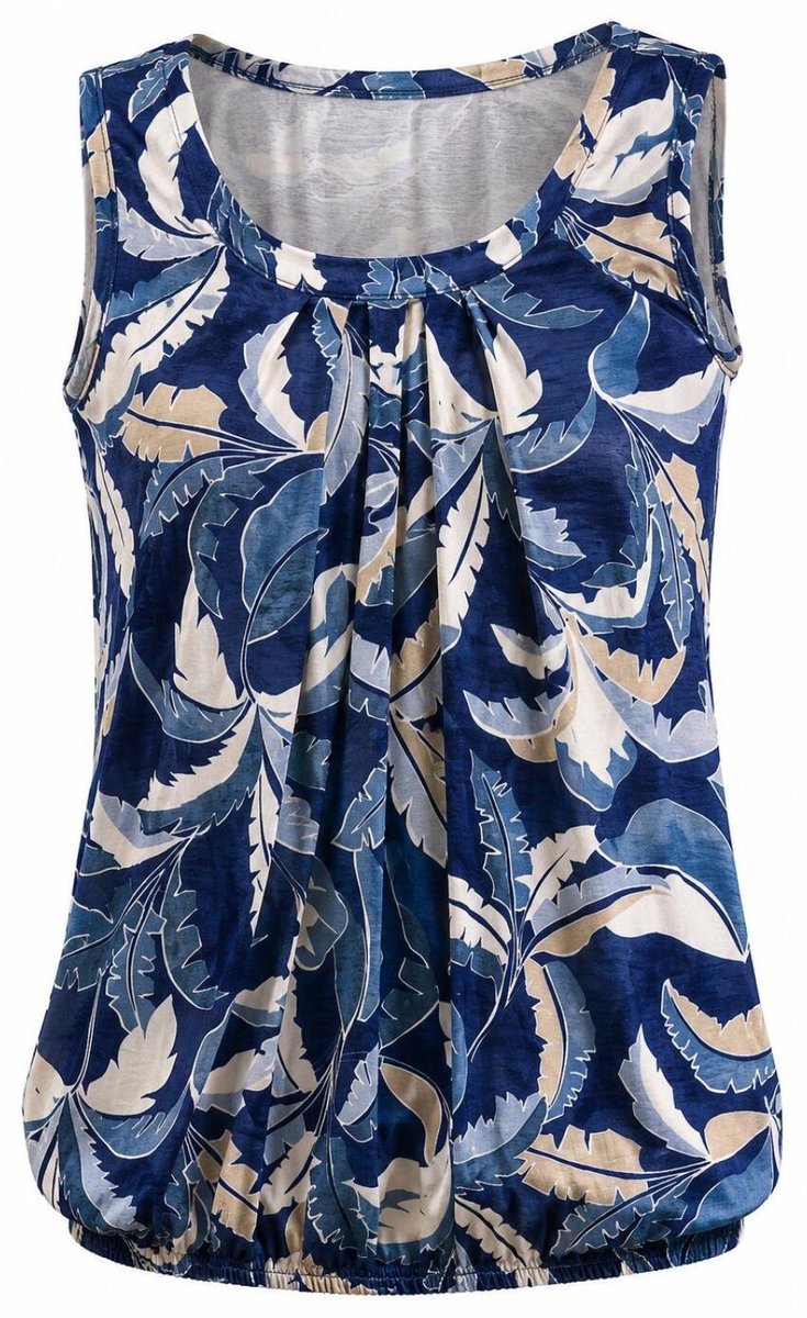 NED blauwe dames top   Ronde hals   Regular fit   Grafisch patroon   Mouwloos Blauw XXL