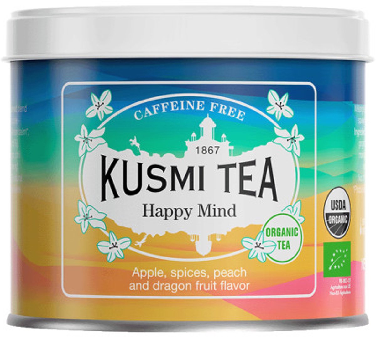 Biologische fruit- en kruidenthee Kusmi Tea Happy Mind, 100 g (in metalen blik)