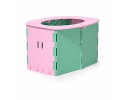 Reispotje voor Kinderen Draagbaar - Opvouwbaar Potje voor Peuters - Herbruikbaar Kindertoilet voor Auto en Kamperen - Zindelijkheidstraining Potje met Handige Reistas - Groen-Roze