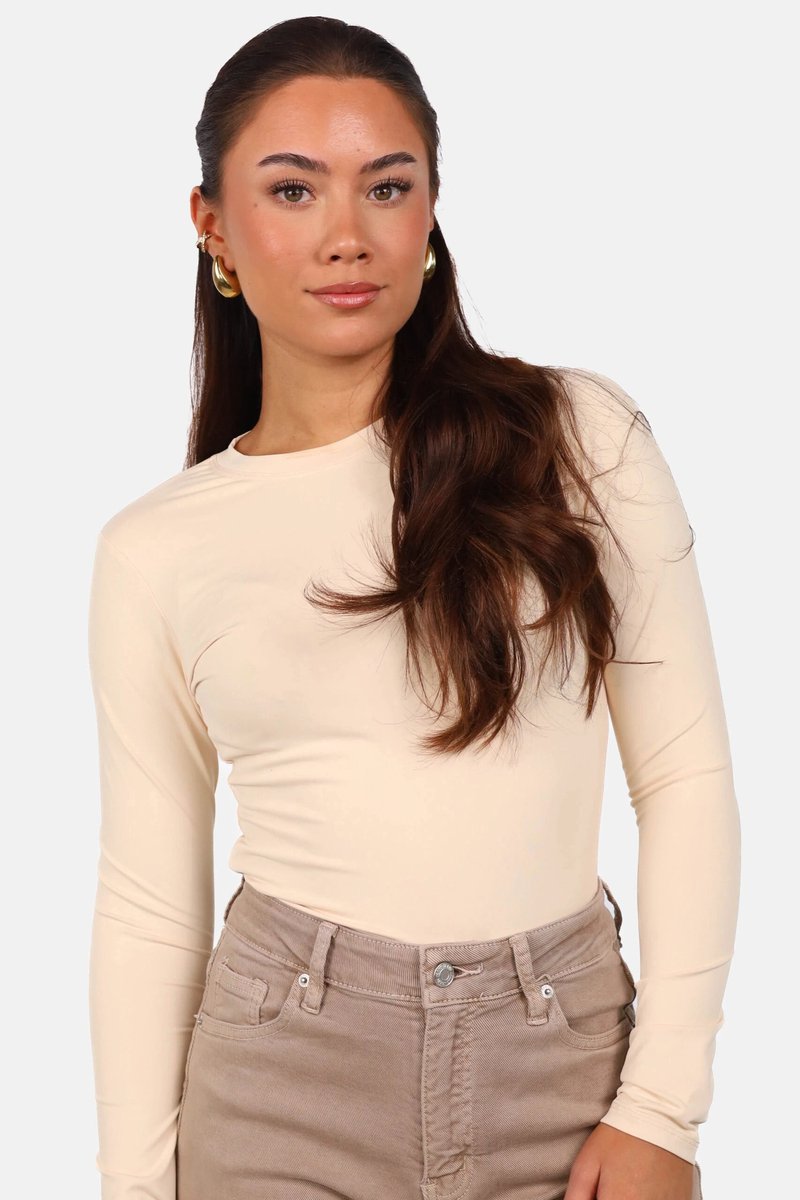 Getdrezzed Body - Maat: M - Body met ronde hals beige