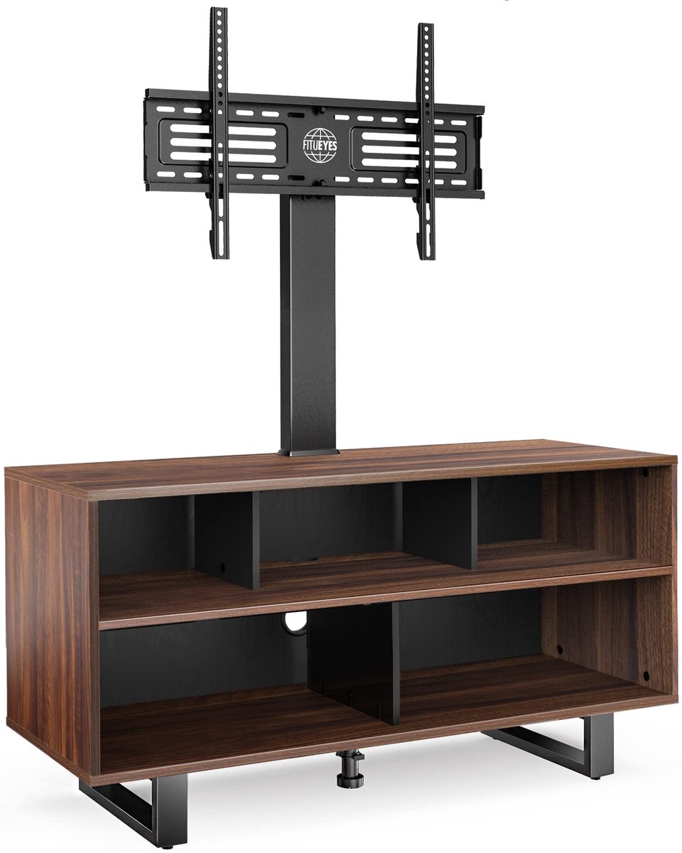 FITUEYES tv-standaard met beugel, houten tv-kast, tv-voet voor televisies van 32–70 inch, in hoogte verstelbaar, draaibaar ±20°, tot 50 kg, max. VESA 600 × 400 mm
