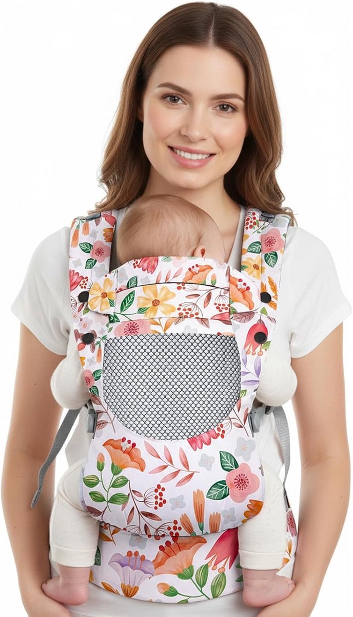 Baby Draagzak - Peuter Drager - Handen Vrij - Ergonomisch Ontwerp - 7-65 lbs - Bloemenprint