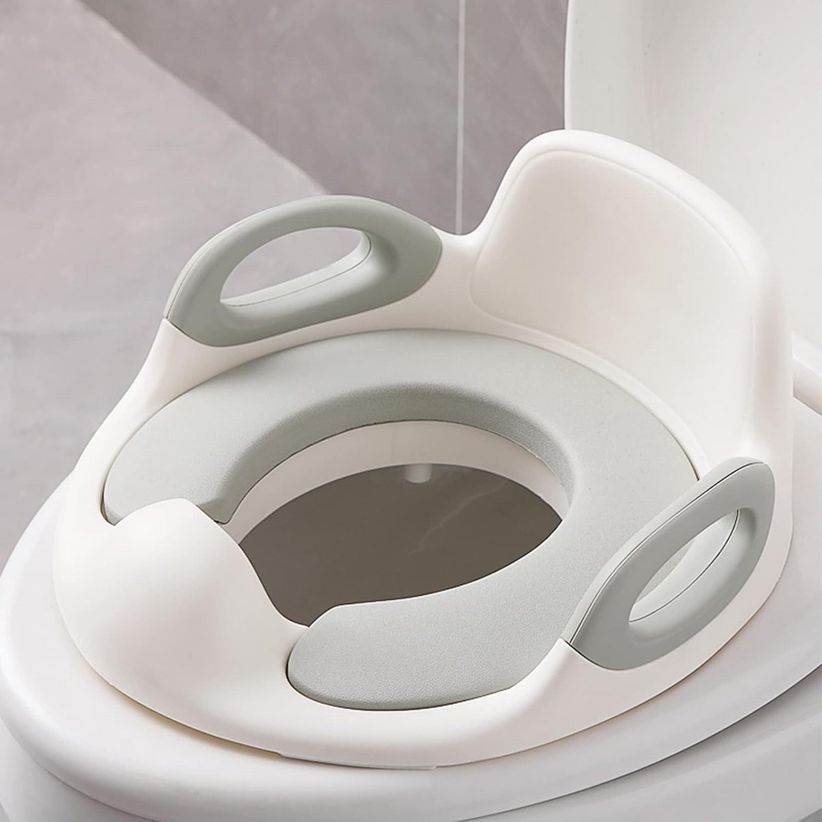 Kinder Toiletbril - Potty Training - Zelfstandig Zitten - Dubbel Antislip - Universeel Pasvorm - Grijs