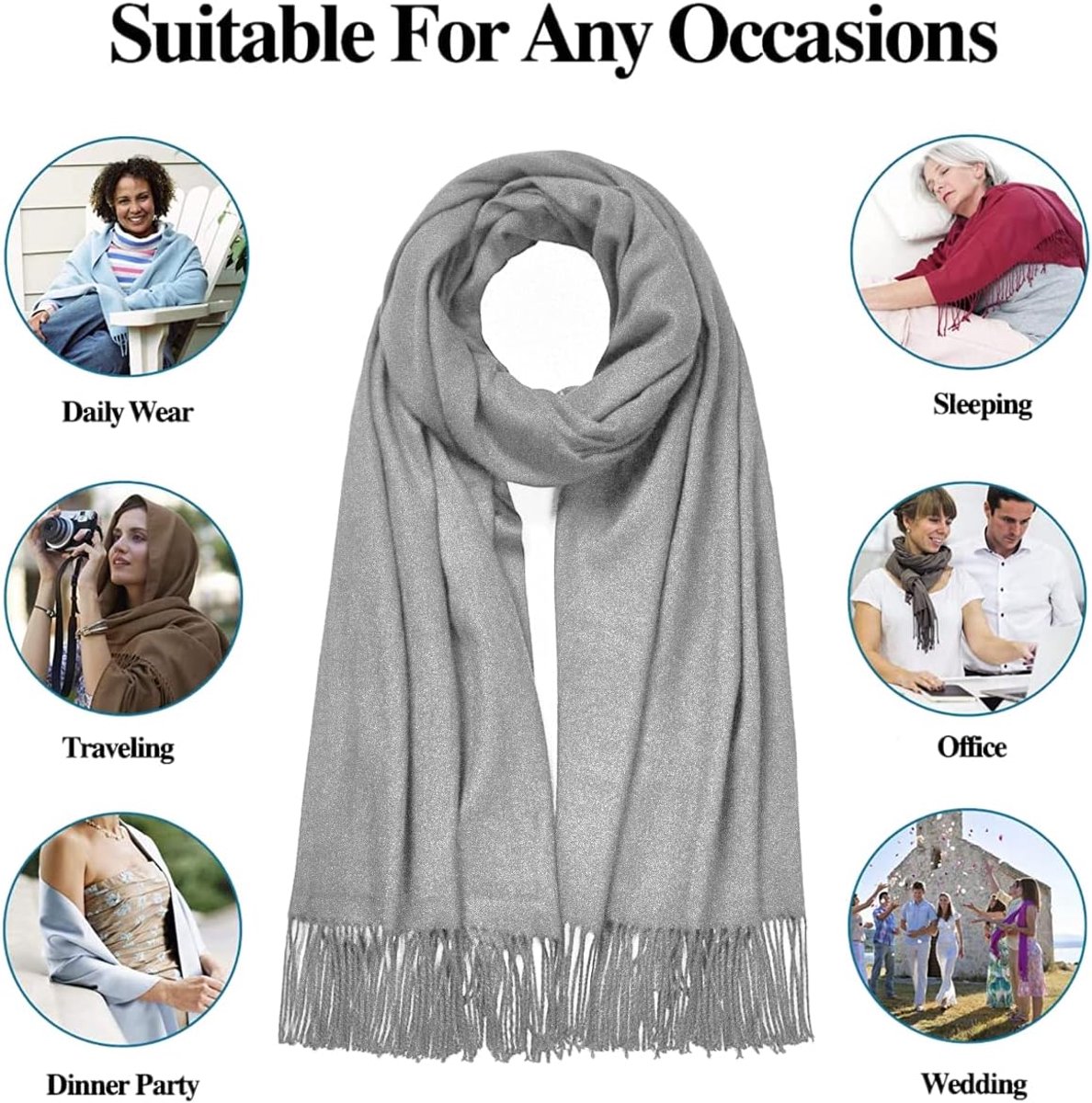 Pashmina Sjaals - Dames Sjaal - Stijlvol Accessoire - Vintage Ontwerp - 22 x 20 cm - Diverse Kleuren