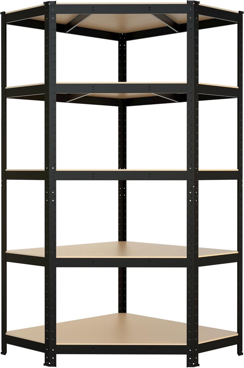 Zware Lasten Rek - Opbergrek Hoek - Zware Lasten Opslag - Montage Zonder Gereedschap - 180x90x40 cm - Zwart