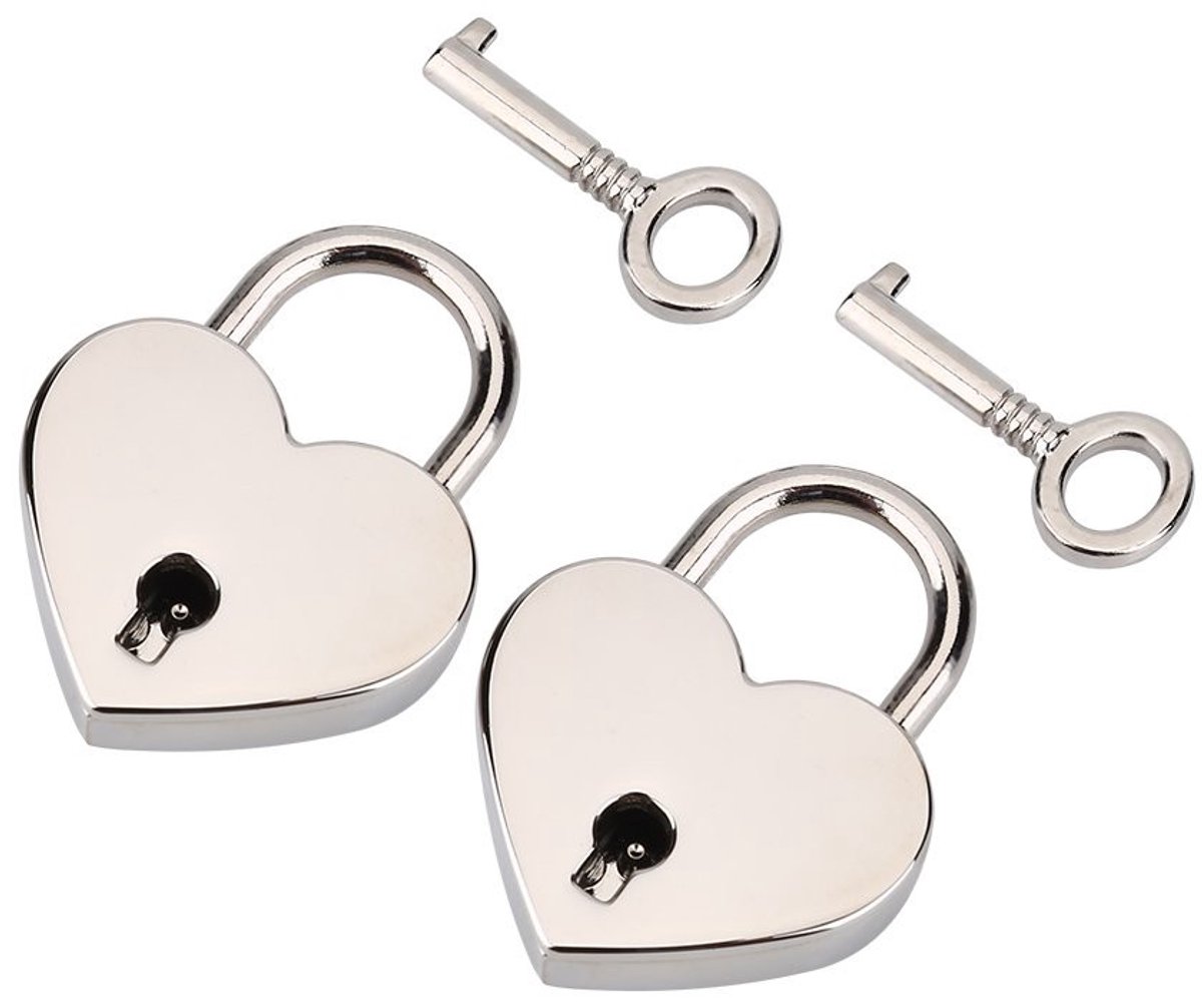 Dailygoody - Vintage Mini Hangslot in Hartvorm met Sleutel - voor