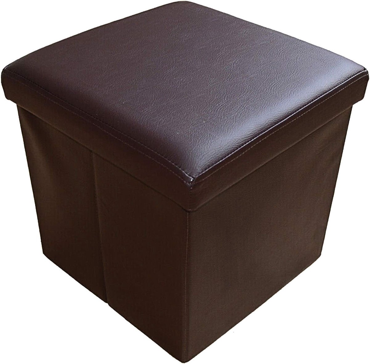 Opvouwbare kunstleren opbergkruk 300 kg draagvermogen - bruin - 38 x 38 x 38 cm
