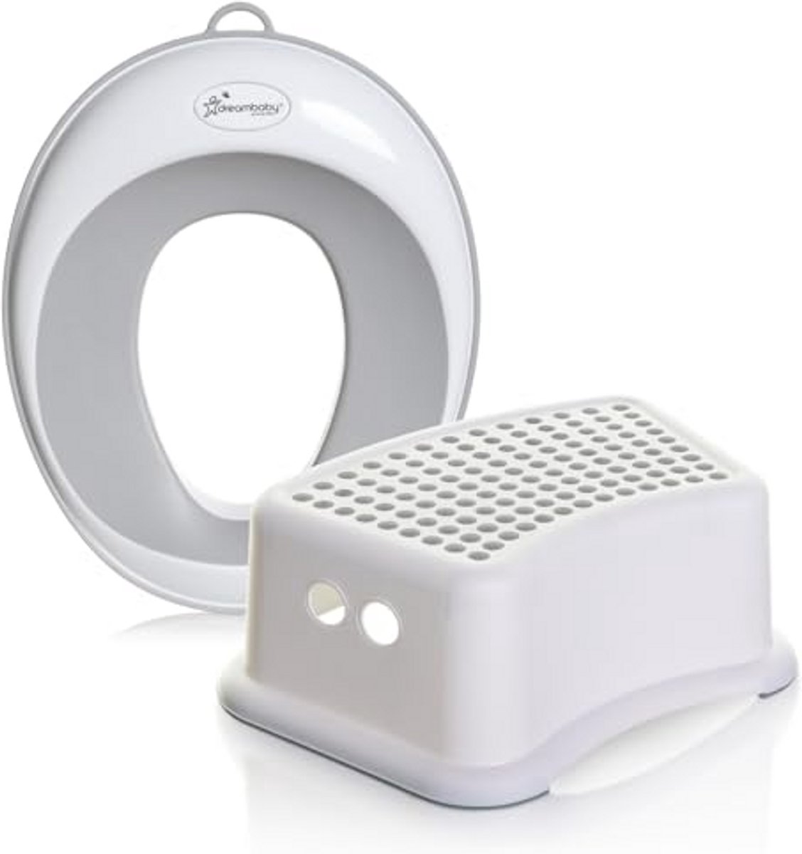 Toiletbril en kruk - Peuter zitting - Kind zindelijk maken - Veilige antislip basis - 2-delige set - Grijs