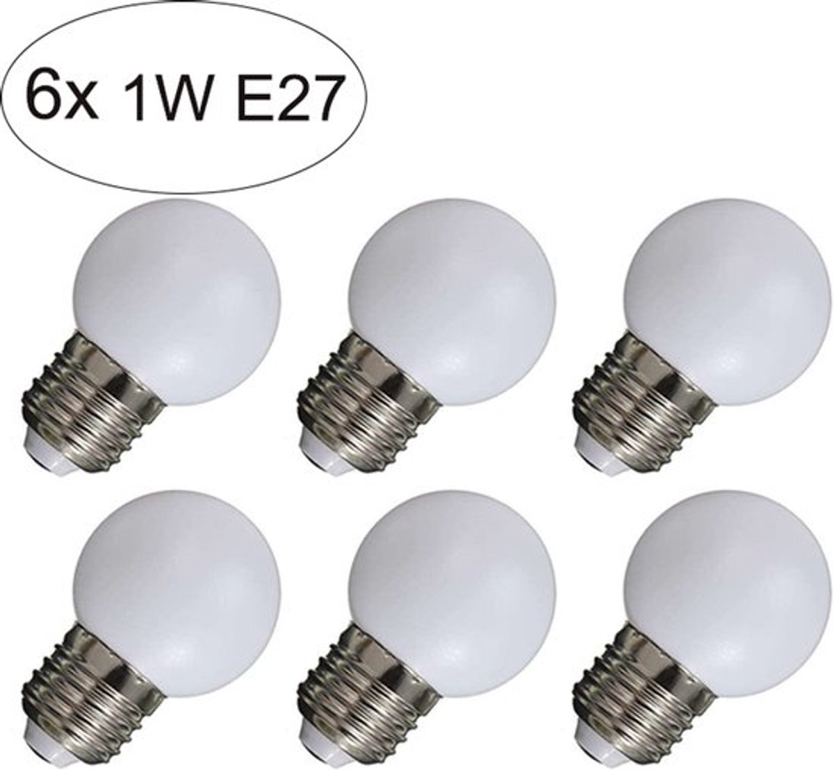 Set 6 warm witte led lampen 1W - 2700K - E27 - ideaal voor feestverlichting