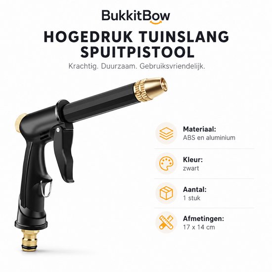 BukkitBow - Hogedruk Tuinslang Spuitpistool - Waterpistool Reiniger - Tuinspuit - Zwart van BukkitBow — afbeelding 2