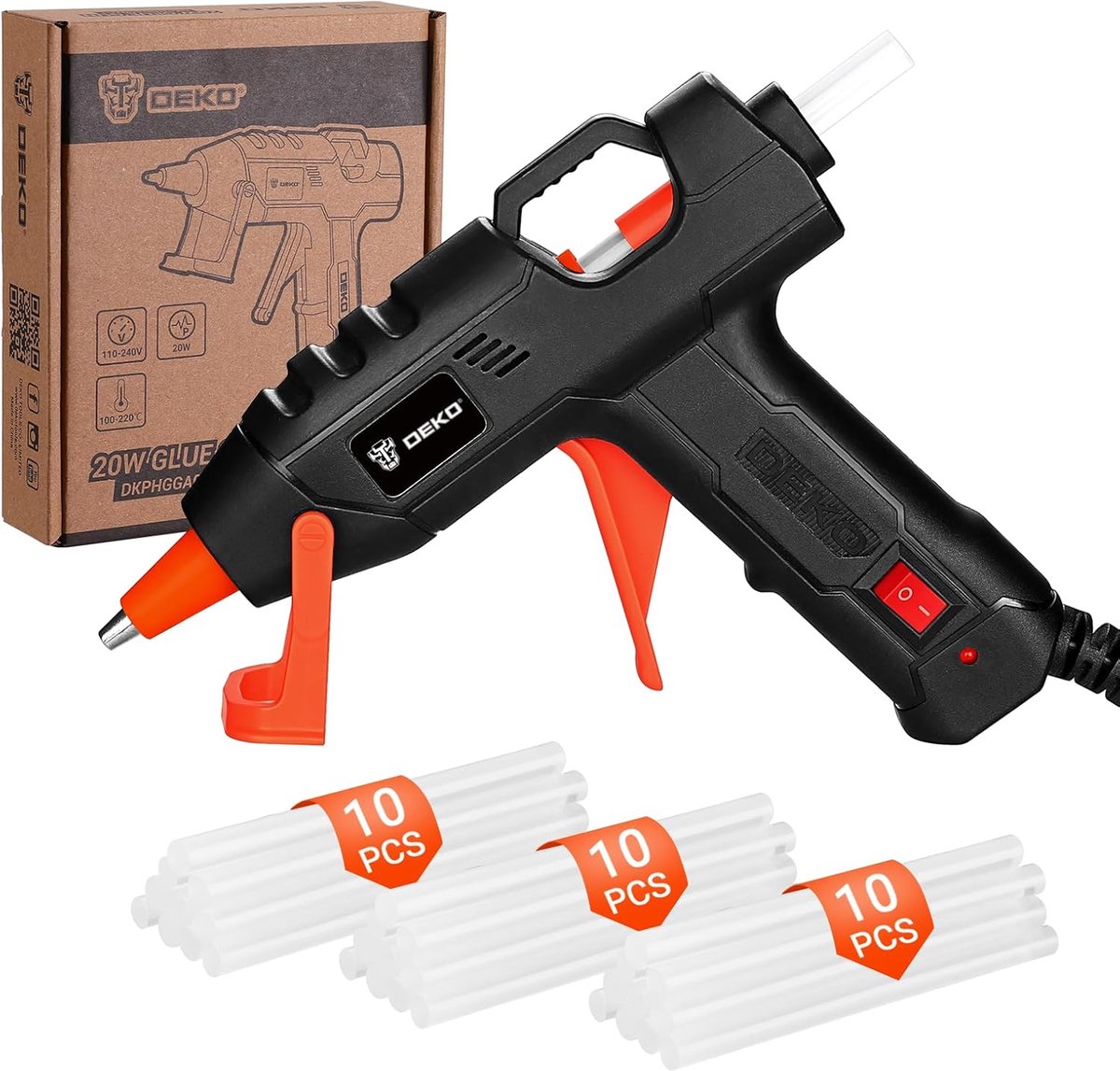 Smeltlijmpistool - Mini lijmpistool - Knutselen en repareren - Snelle opwarming - 30 lijmstiften - Zwart