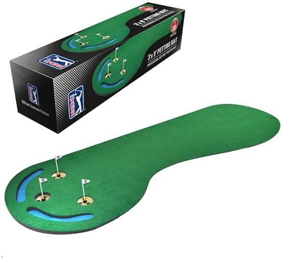 Putting Mat - Golf Oefenmat - Golfspel Verbeteren - Drie Gaten Ontwerp - 3 x 9 Voet - Groen — afbeelding 2