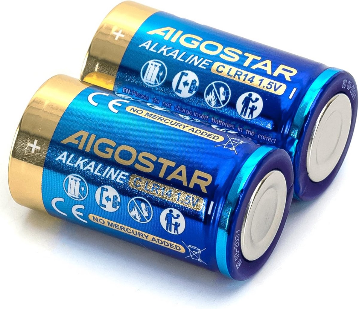 Alkaline Batterijen - C Batterijen - Apparaten Voeden - Lange Levensduur - 2 Stuks - Zwart