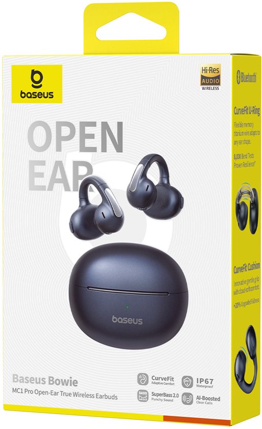 Baseus Bowie MC1 Pro Serie - Draadloze Oordopjes - Open-Ear - Zwart - Ultralicht van Baseus — afbeelding 2