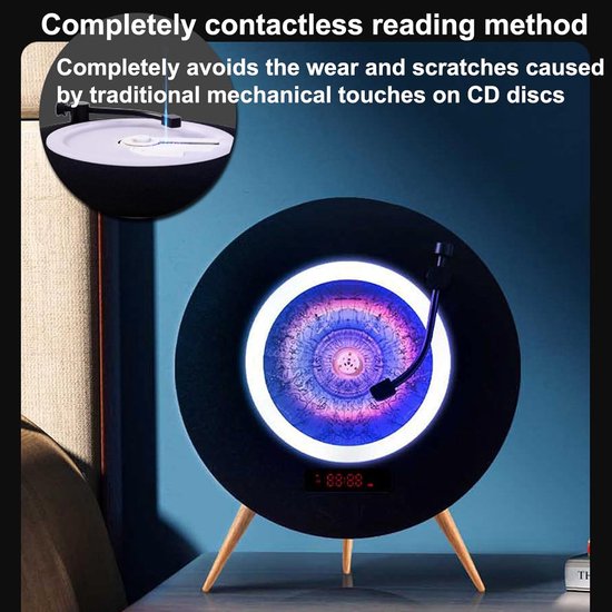 CD-speler, verticale CD-speler, met afstandsbediening en meerdere verlichtingsmodi, cd-uitwerpsysteem, ingebouwde dubbele luidsprekers met onafhankelijke holtes, voor woonkamer en slaapkamer. — afbeelding 2