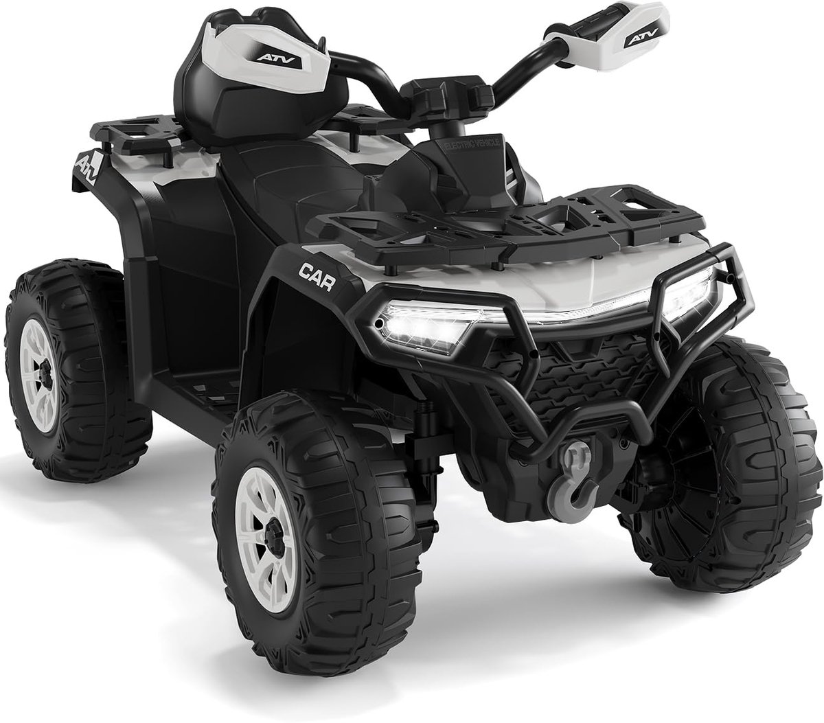 Triumpunpre - Elektrische Kinderquad 12V - Terreinwagen 4-Wiel - 2 Motoren - Afstandsbediening & Bluetooth (Wit)