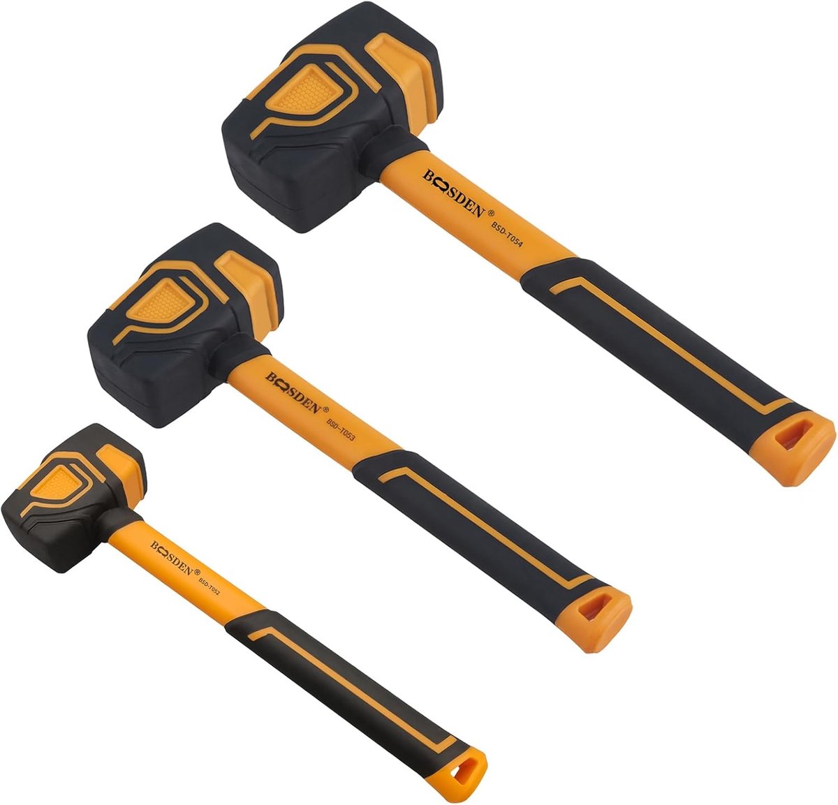 Rubberen hamerset - 3-pack 10 oz, 20 oz en 38 oz - met haak - massieve kop - ergonomische handgreep - zachte gezichtshamer voor vloeren