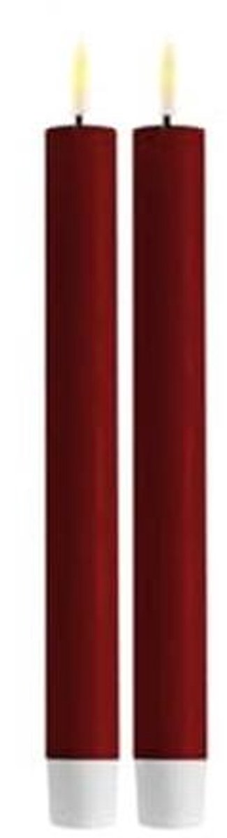 Led staafkaarsen - Decoratieve kaarsen - Sfeervol interieur - Echte wasspiegel - 24 cm - Bordeaux