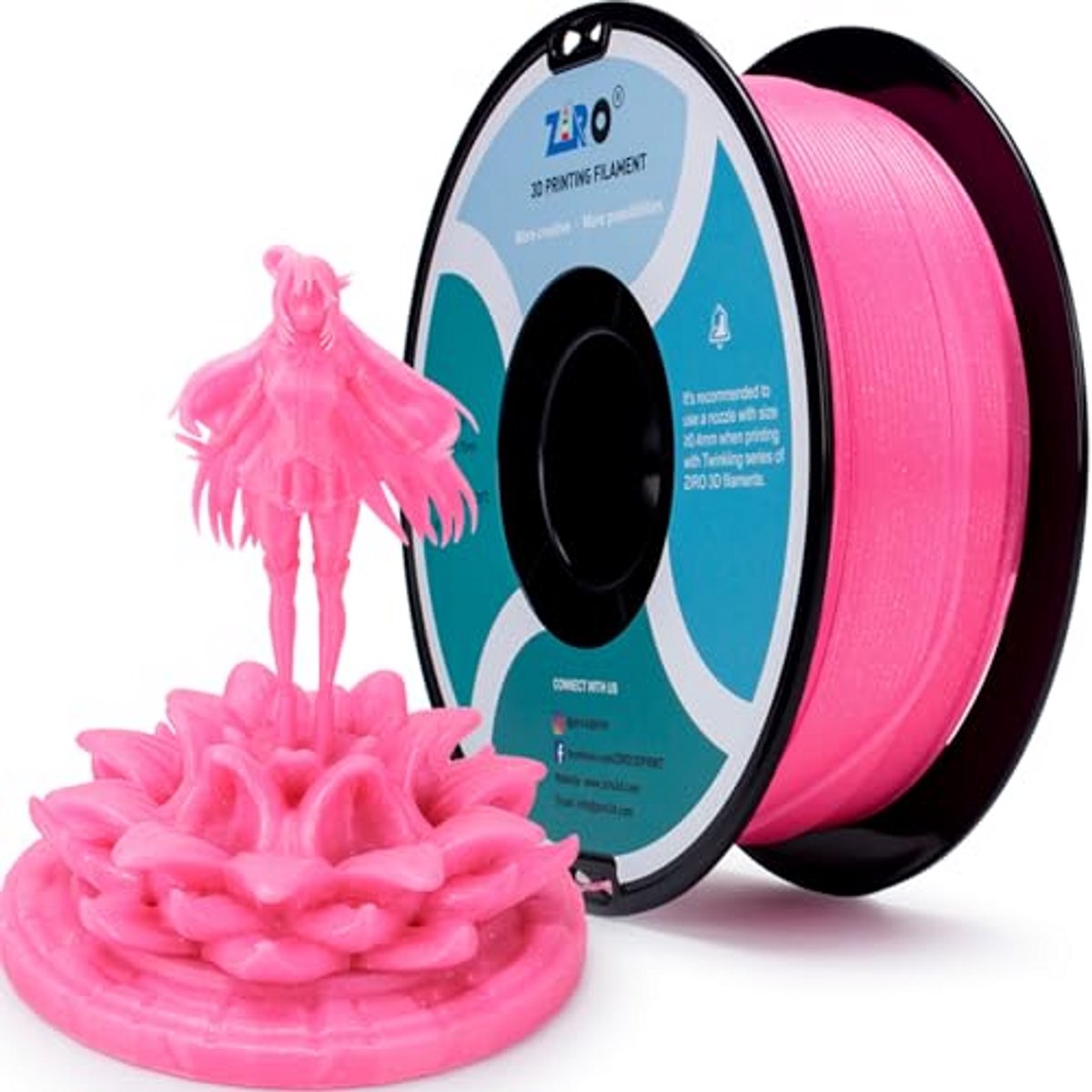 PLA Filament - 3D Printer Materiaal - Creatief Printen - Glitter Effect - 1.75mm 1KG - Roze