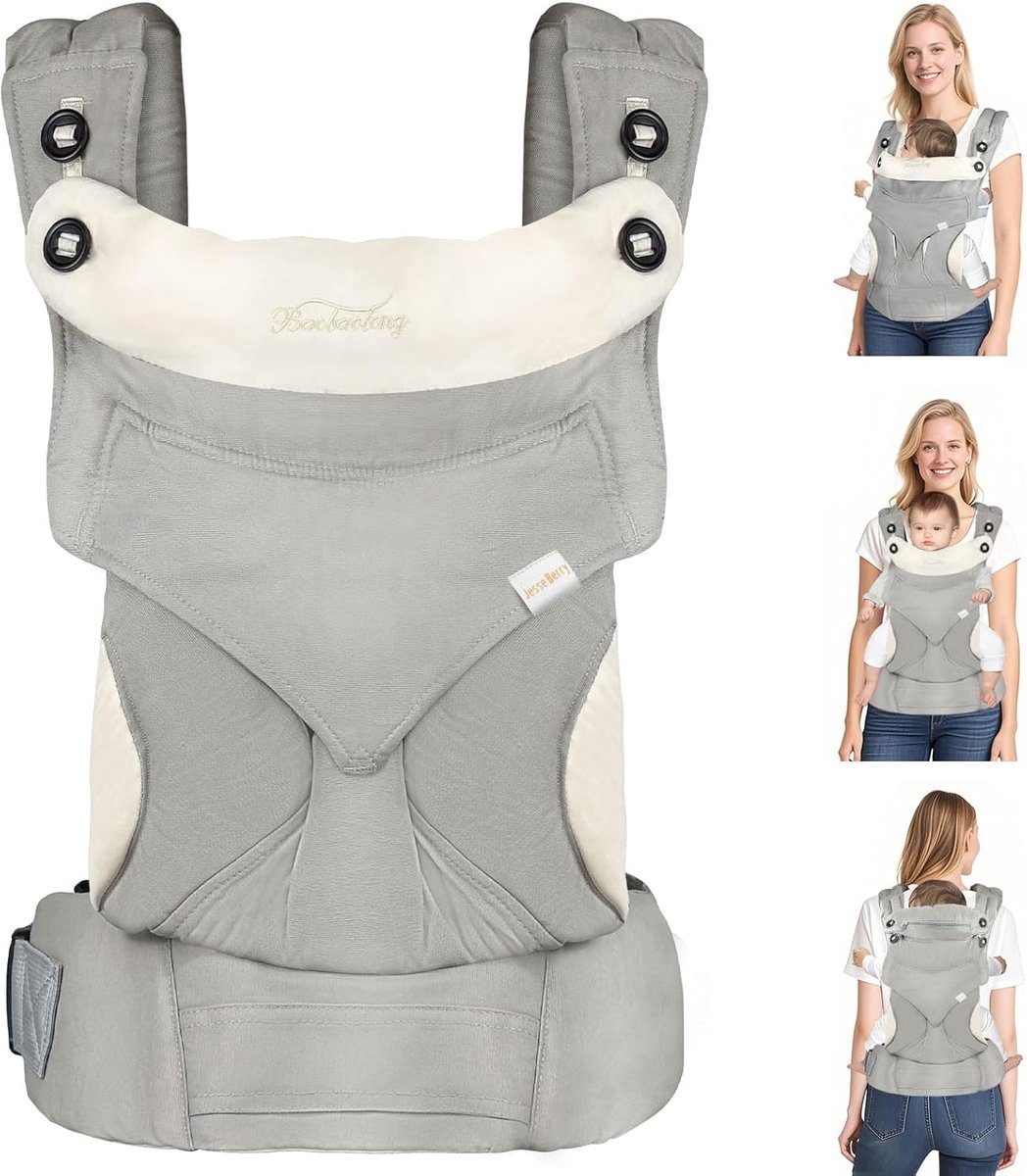 Babydrager - Kinderdrager draagzak - Comfortabel dragen - Verstelbare zitting - 0-6 maanden - Grijs