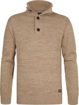 Petrol Industries Heren Trui - Gebreide Trui - Regular Fit - Opstaande Kraag - Katoen - Truien - Pullover - Bruin - Maat L