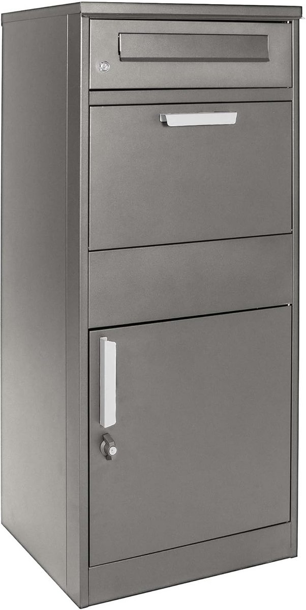 Pakketbrievenbus - Postbox Pakketten - Veilige Pakketontvangst - Afsluitbaar met Sleutels - 50x37x112 cm - Grijs