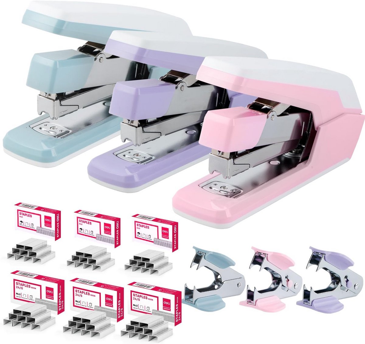 Nietmachine Set - Kantoormachines - Documenten Verwerken - 80% Minder Kracht - Tot 50 Vel - 3 Kleuren
