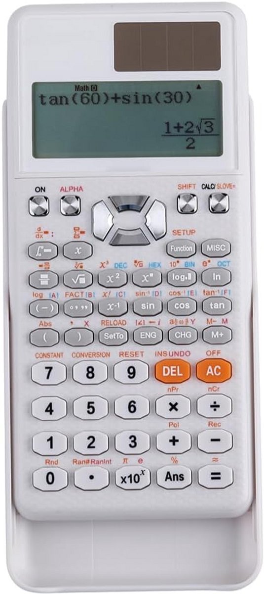 Wetenschappelijke Rekenmachine - Functie Rekenmachine - Complexe Berekeningen - 552 Functies - 16.5 x 8 cm - Wit