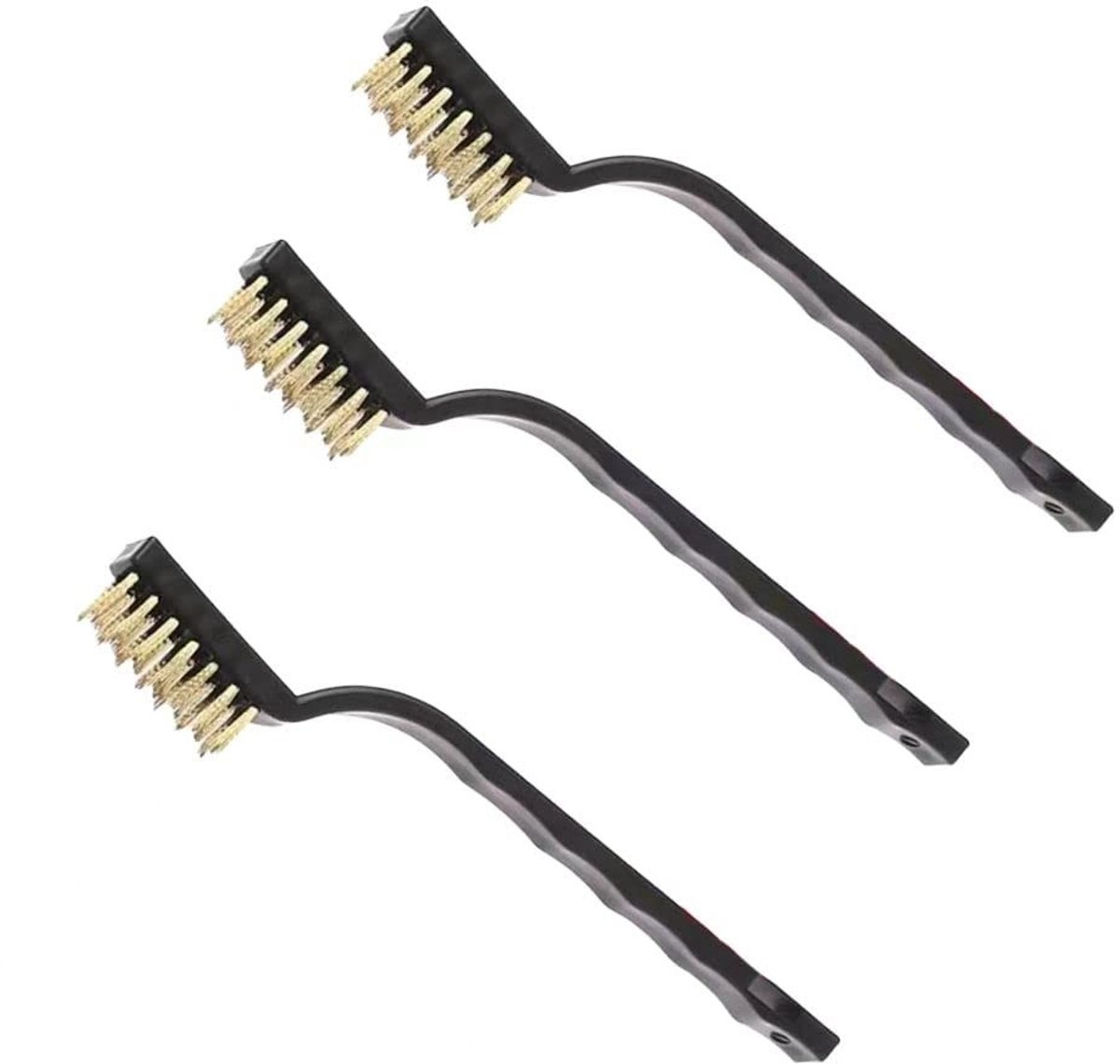 Dailygoods- Draadborstel Set 3 Stuks - Messing/Roestdraadborstel - Mini Draadborstel - Ergonomische Handgreep - Roestvrij Staal - Duurzaam Materiaal - Borstelset