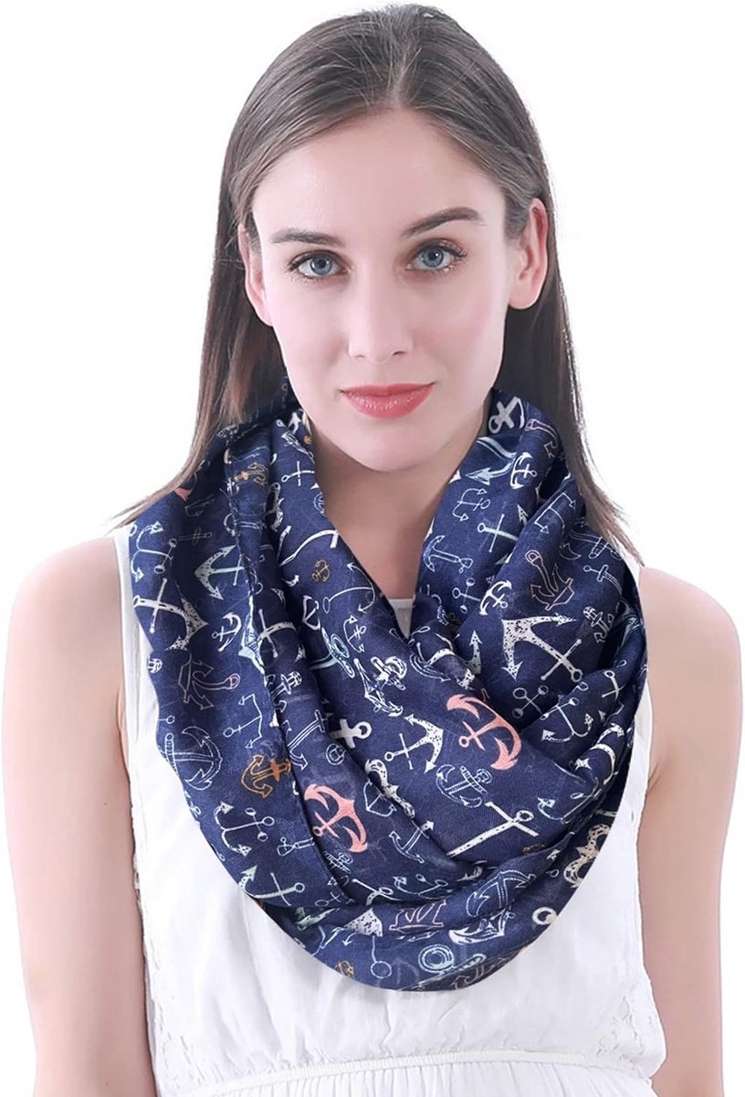 Dames Buis Sjaal - Maritieme Print - Outfit Completeren - Zachte Lichte Stof - 180x90 cm - Meerdere Kleuren