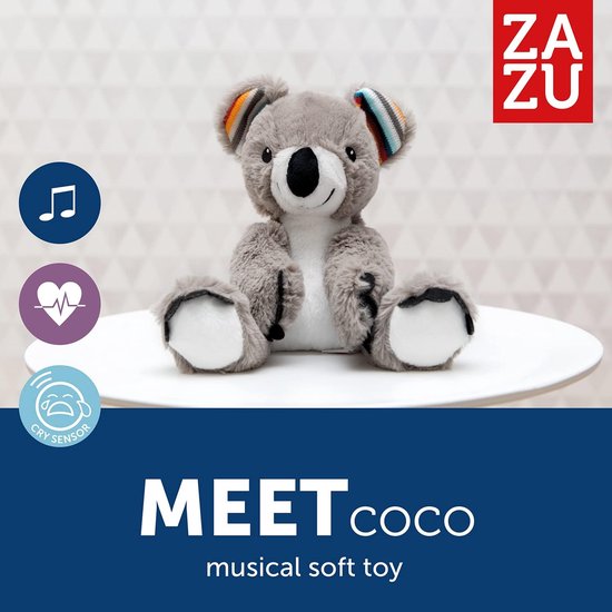 Knuffel Koala - Zachte Speelgoed - Baby Kalmeren - Hartslag Geluid - Wasbaar - Grijs — afbeelding 2