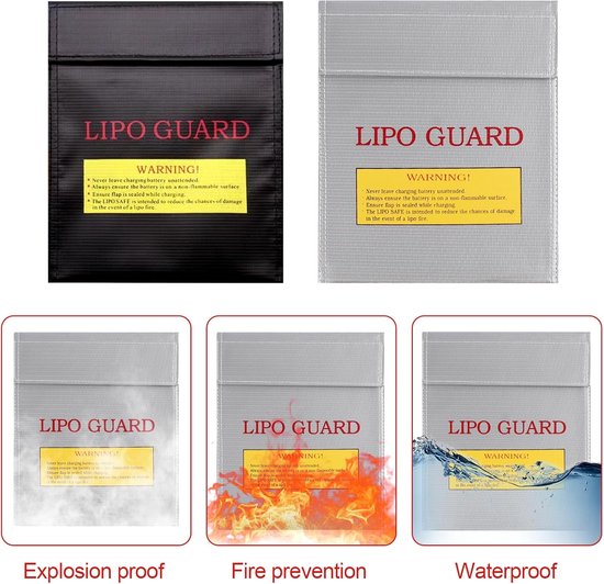 Vuurvaste tas - Documententas Lipo Safe - Waardevolle spullen bewaren - Glasvezel bescherming - 2 stuks 18 x 23 cm — afbeelding 4